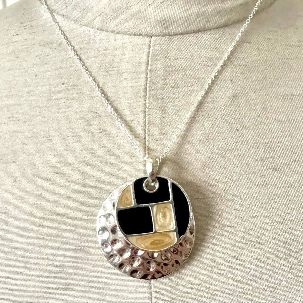 Kenneth Cole double silver tone pendant necklace